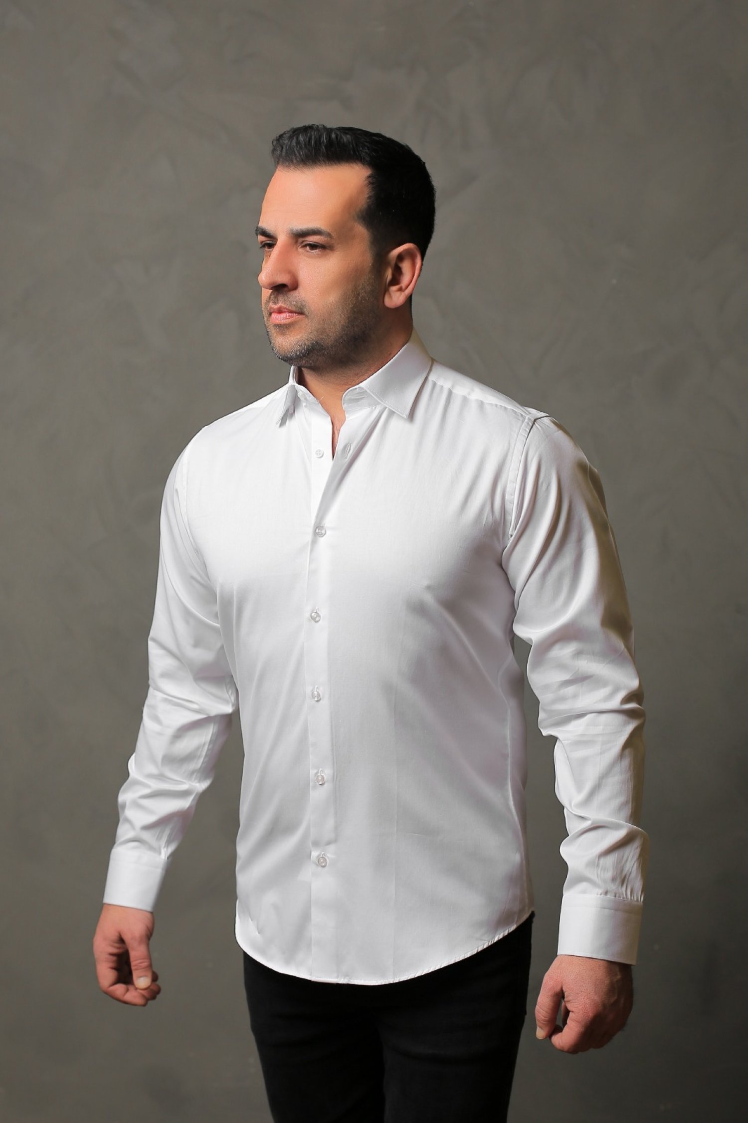 % 100 Pamuk Saten Beyaz Slimfit Gömlek - S J0V8